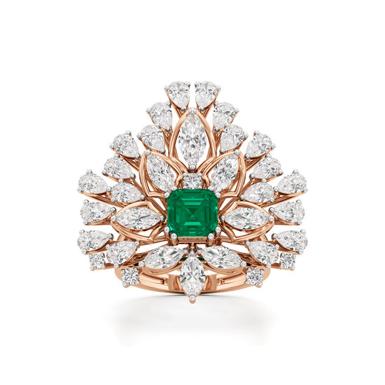 Emerald Radiance FanCut Statement Ring