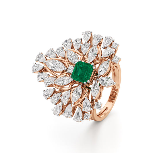 Emerald Radiance FanCut Statement Ring