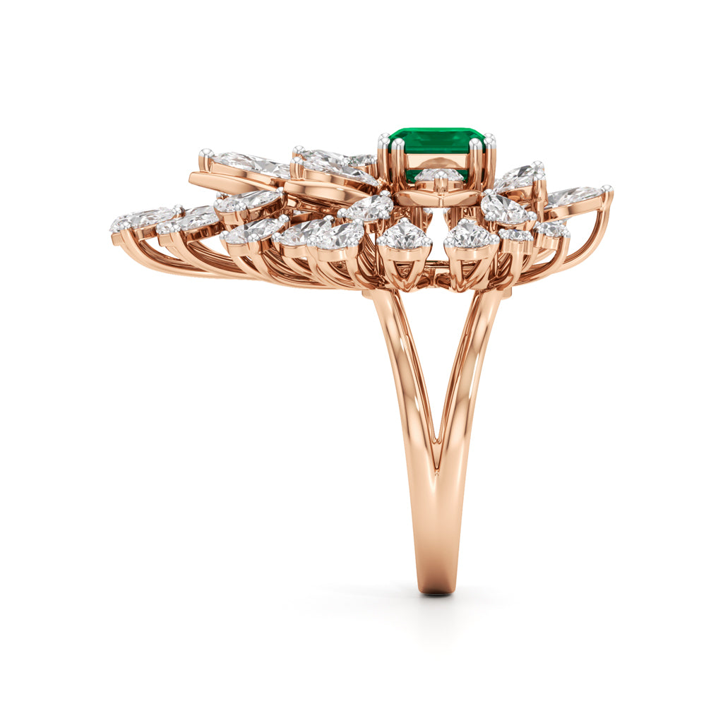 Emerald Radiance FanCut Statement Ring