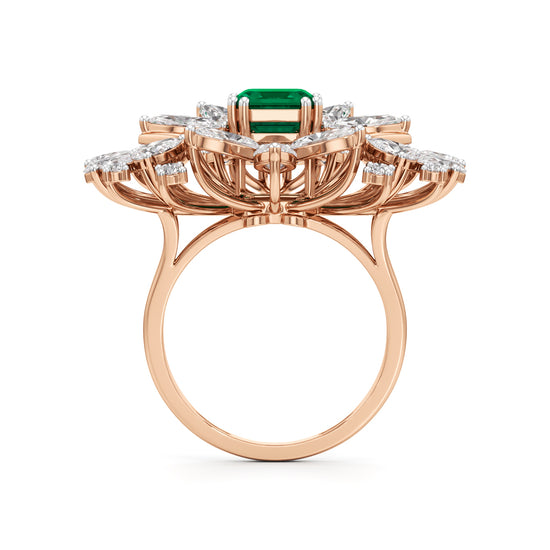 Emerald Radiance FanCut Statement Ring