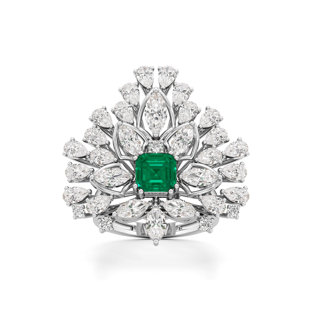 Emerald Radiance FanCut Statement Ring