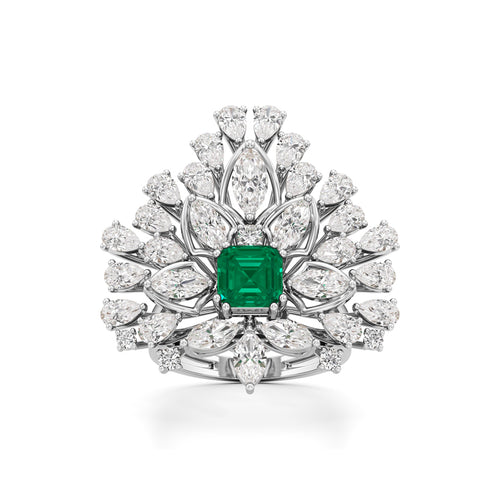 Emerald Radiance FanCut Statement Ring