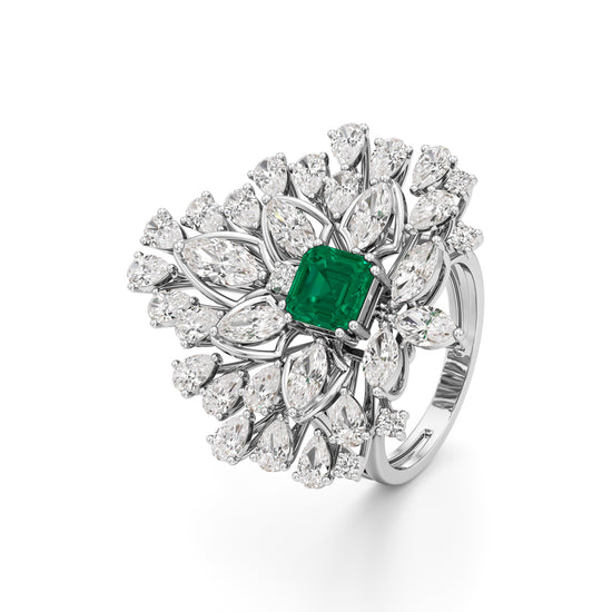 Emerald Radiance FanCut Statement Ring