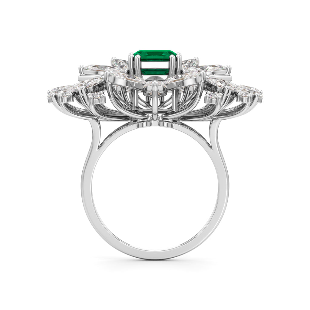 Emerald Radiance FanCut Statement Ring