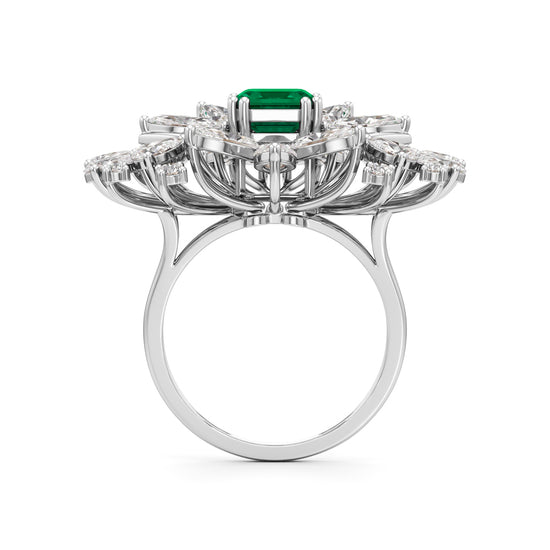 Emerald Radiance FanCut Statement Ring