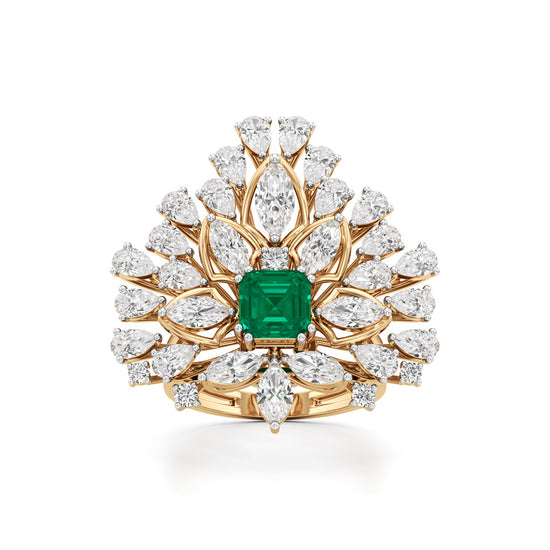 Emerald Radiance FanCut Statement Ring