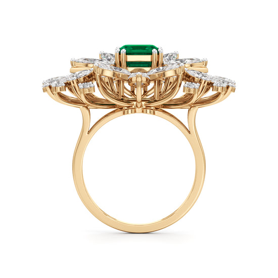 Emerald Radiance FanCut Statement Ring