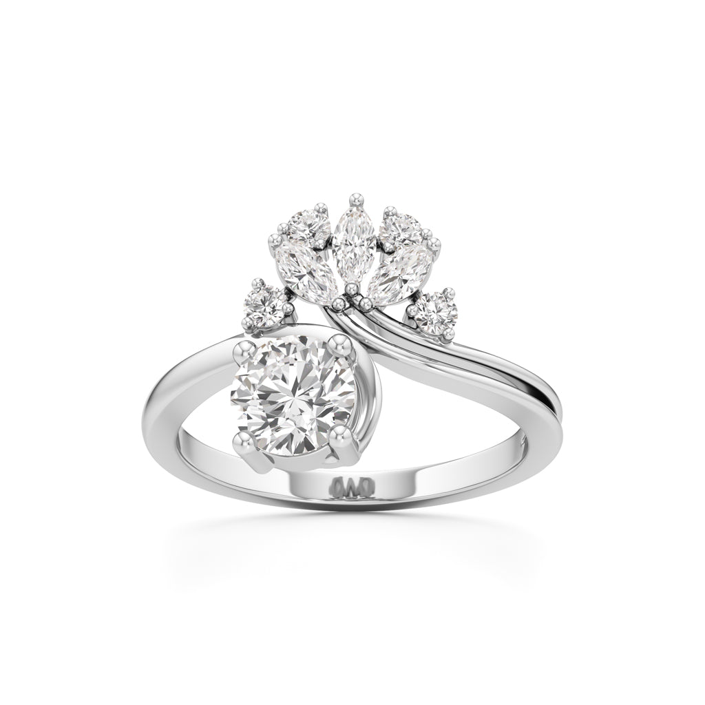 Round Diamond Ring with Marquise Starburst Ring