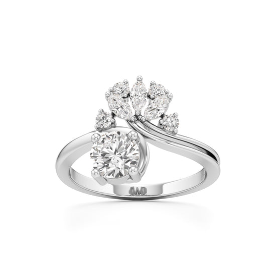 Round Diamond Ring with Marquise Starburst Ring