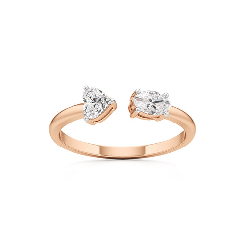 Heart and Pear Diamond Open Ring