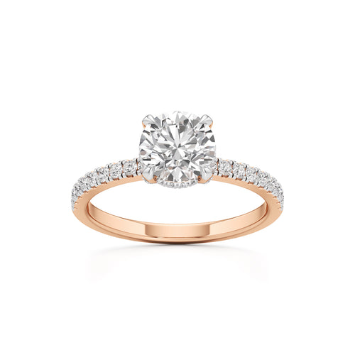 Round Solitaire with Double Encrusted Ring