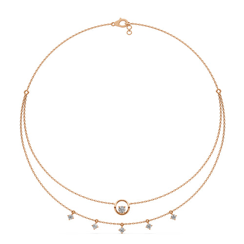 Layered Diamond Necklace with Ring Motif