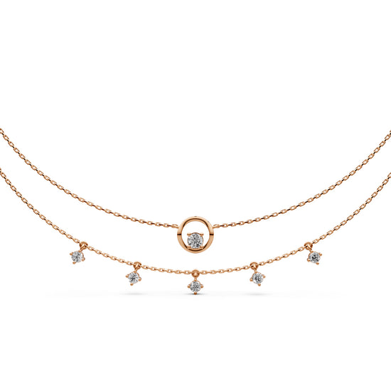 Layered Diamond Necklace with Ring Motif