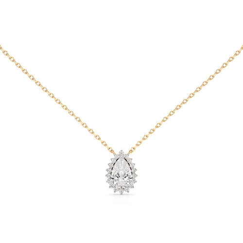 Florine Flourish Pear Cut Halo Pendant