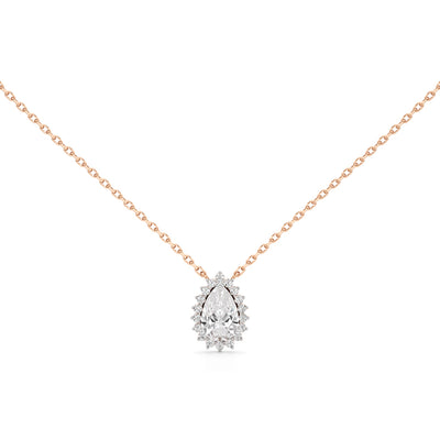 Florine Flourish Pear Cut Halo Pendant