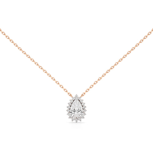 Florine Flourish Pear Cut Halo Pendant