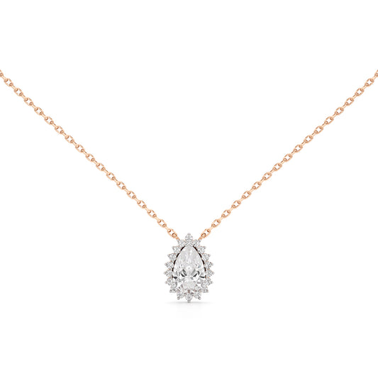 Florine Flourish Pear Cut Halo Pendant