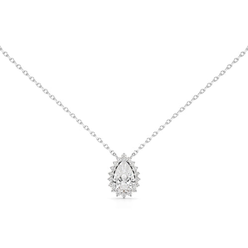 Florine Flourish Pear Cut Halo Pendant