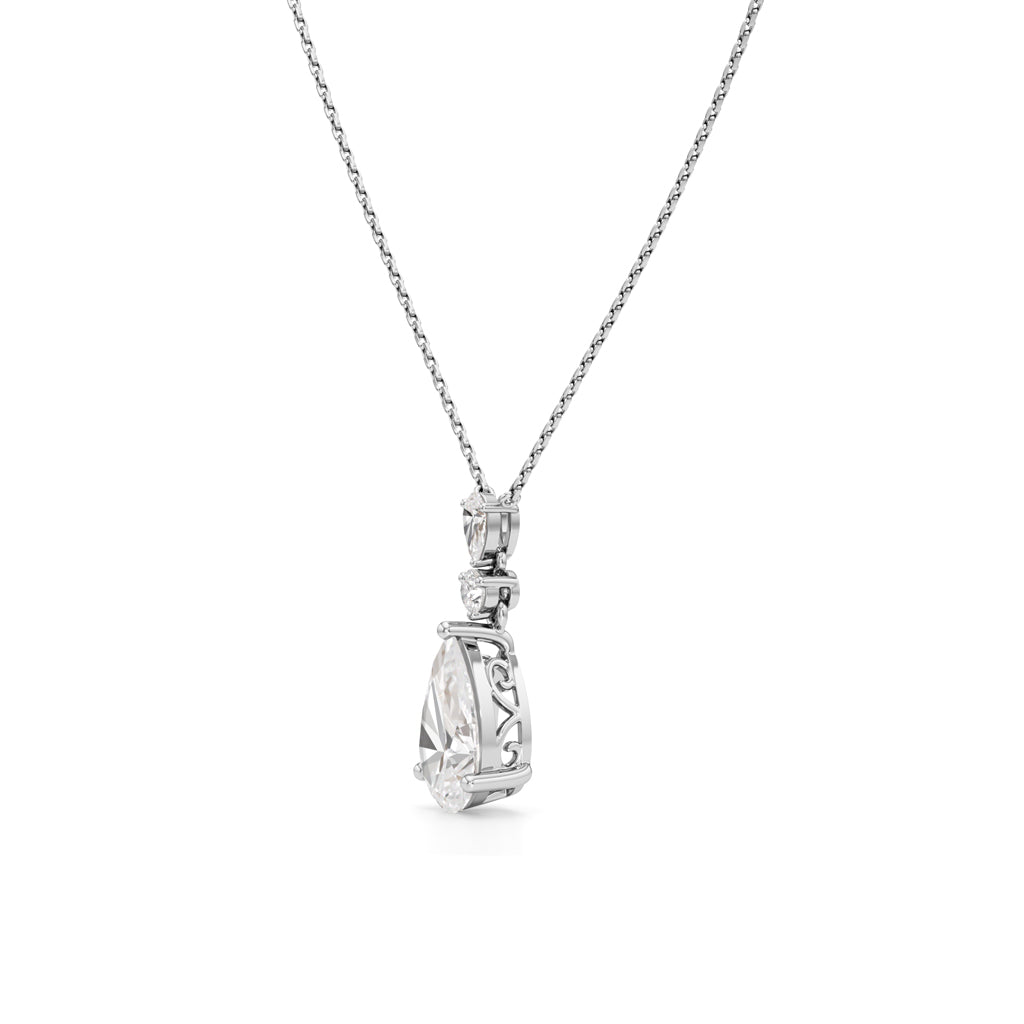 Hera 3.75Ct Three Prong Pear Cut Fancy Pendant