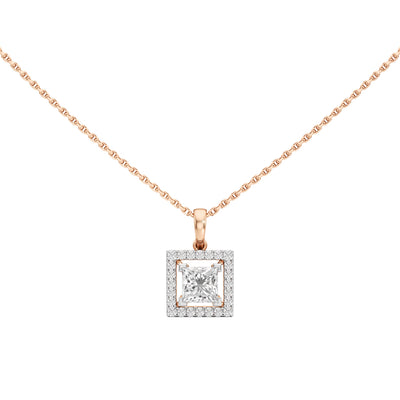 Ginevra Princess Cut Halo Pendant