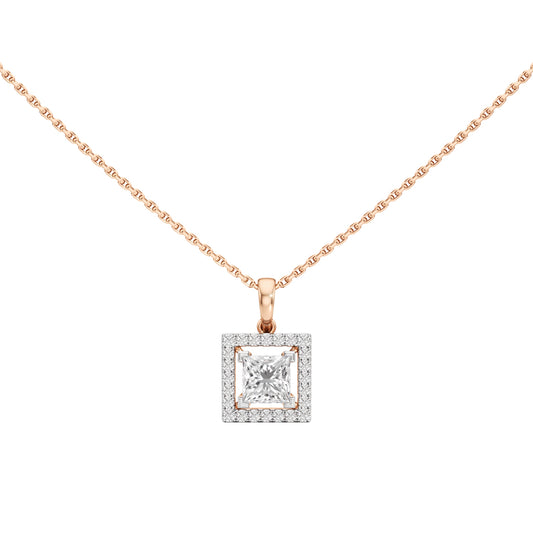 Ginevra Princess Cut Halo Pendant