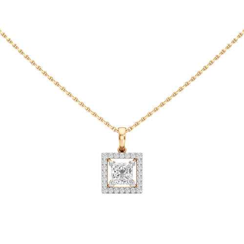 Ginevra Princess Cut Halo Pendant