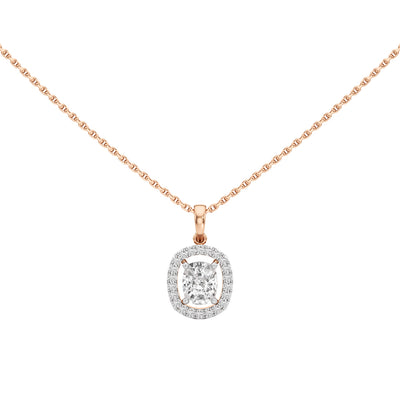 Helio 1Ct Four Prong Cushion Cut Halo Pendant