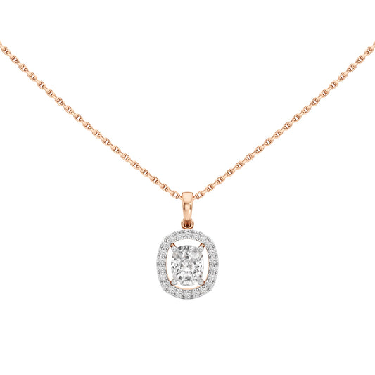 Helio 1Ct Four Prong Cushion Cut Halo Pendant