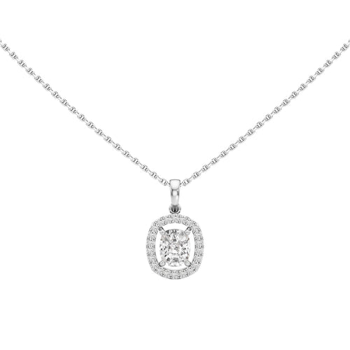 Helio 1Ct Four Prong Cushion Cut Halo Pendant