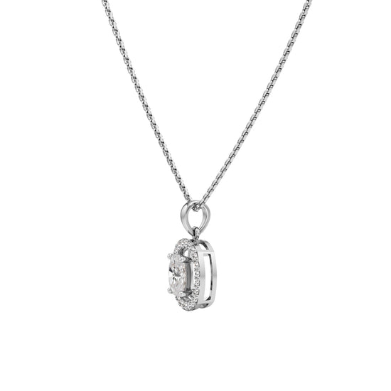 Helio 1Ct Four Prong Cushion Cut Halo Pendant