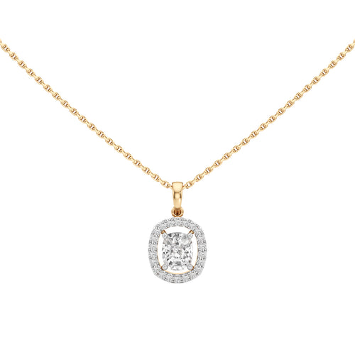 Helio 1Ct Four Prong Cushion Cut Halo Pendant