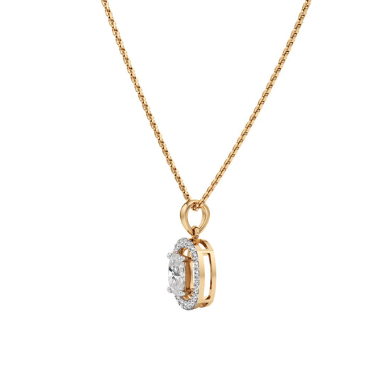 Helio 1Ct Four Prong Cushion Cut Halo Pendant