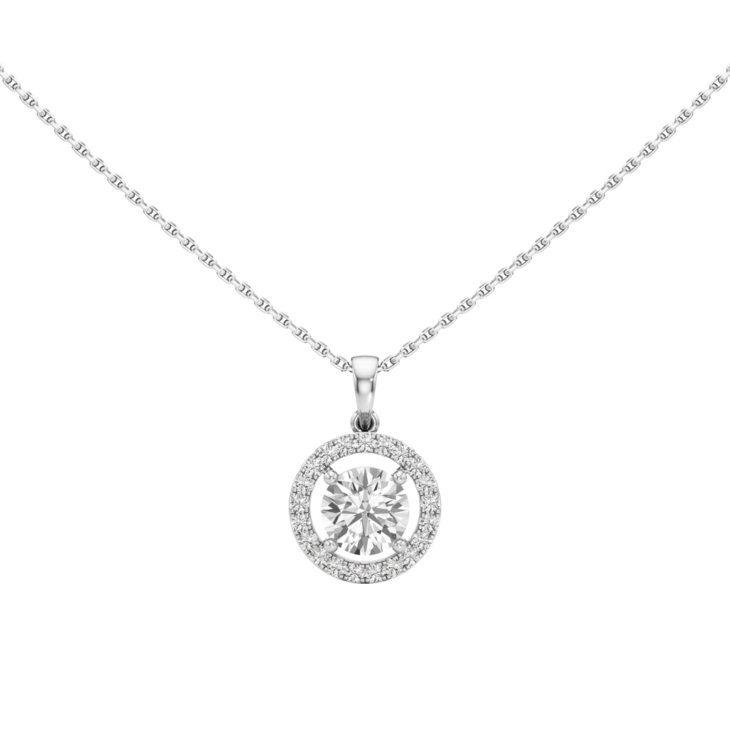 Wistara 1.75Ct Four Prong Round Cut Halo Pendant