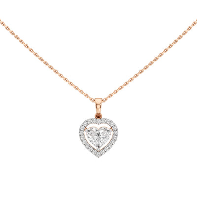 Alure 1.5Ct Three Prong Heart Cut Halo Pendant
