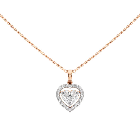 Alure 1.5Ct Three Prong Heart Cut Halo Pendant