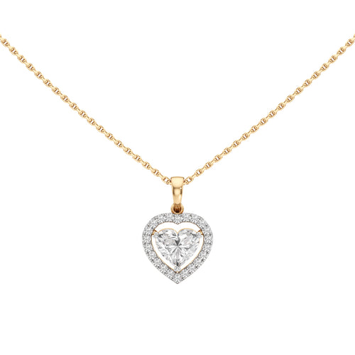 Alure 1.5Ct Three Prong Heart Cut Halo Pendant