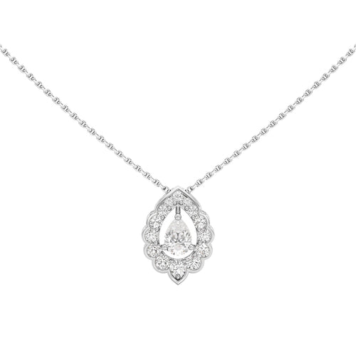 Revere 1Ct Pear Cut Ornate Halo Pendant