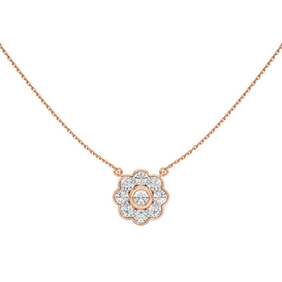 Haloia 0.75Ct Floral Round Cut Halo Pendant