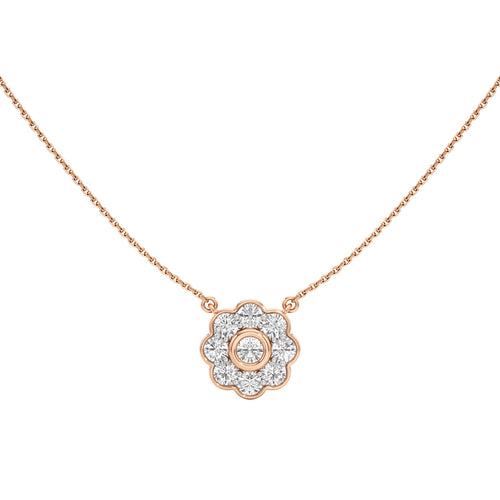 Haloia 0.75Ct Floral Round Cut Halo Pendant