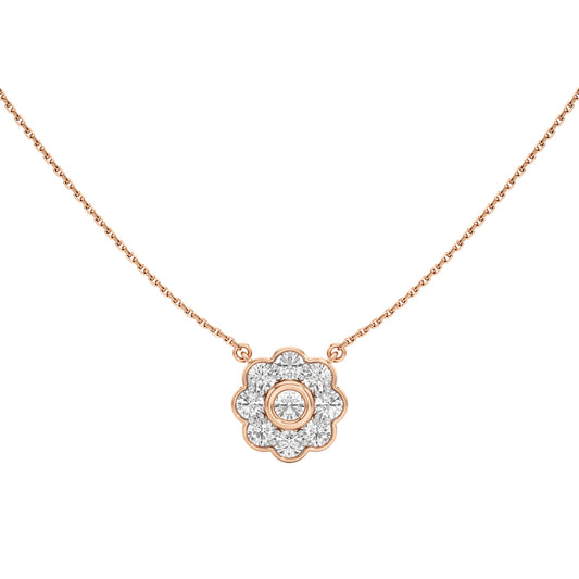 Haloia 0.75Ct Floral Round Cut Halo Pendant
