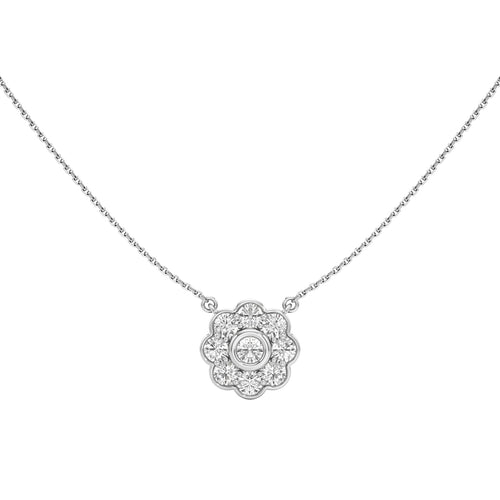 Haloia 0.75Ct Floral Round Cut Halo Pendant