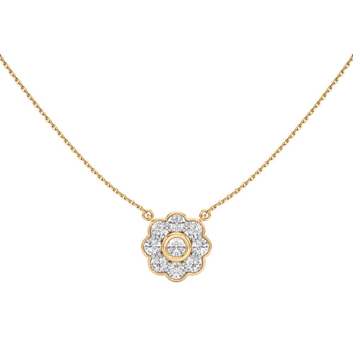 Haloia 0.75Ct Floral Round Cut Halo Pendant