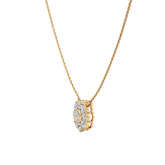 Haloia 0.75Ct Floral Round Cut Halo Pendant