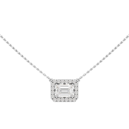 Ambrosia Emerald Cut Halo Pendant