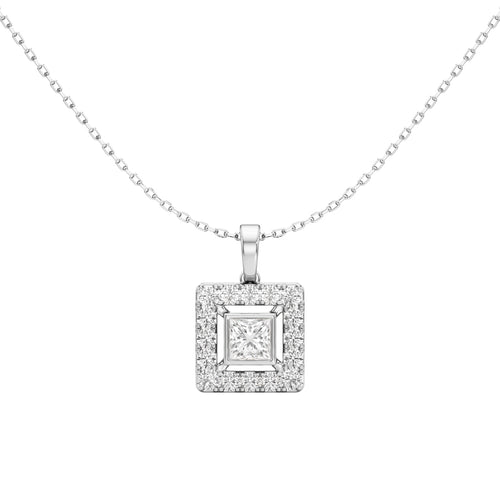 Alyndra 1.50Ct Princess Cut Halo Pendant