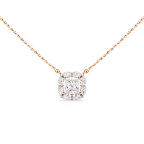 Questa 2Ct Princess Cut Halo Pendant