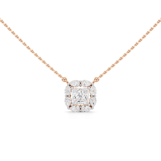 Questa 2Ct Princess Cut Halo Pendant