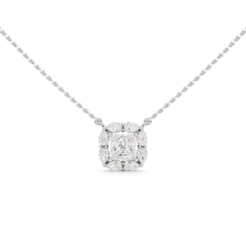 Questa 2Ct Princess Cut Halo Pendant