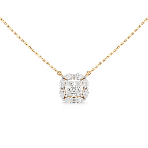 Questa 2Ct Princess Cut Halo Pendant