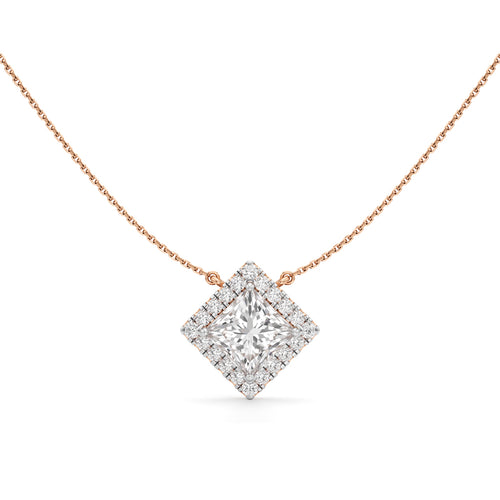 Isla 3Ct Princess Cut Halo Pendant